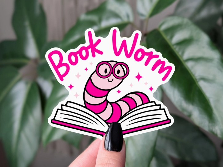 Book Worm Reading Sticker