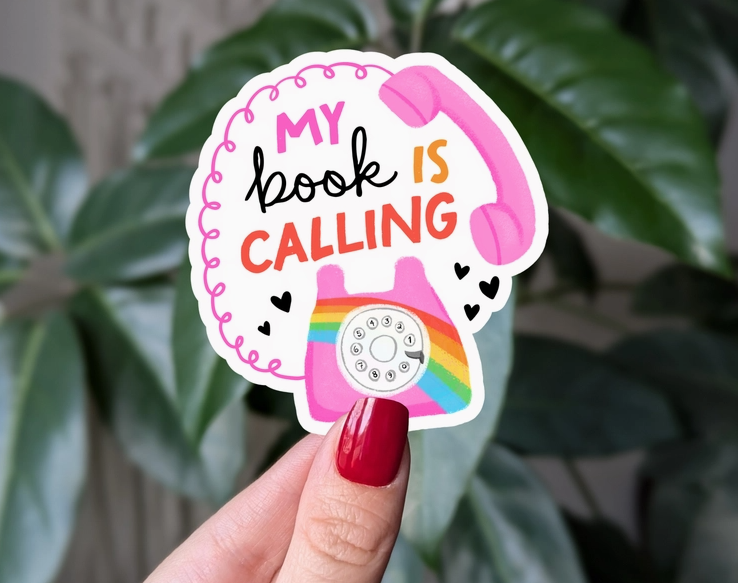 My Book Is Calling Sticker